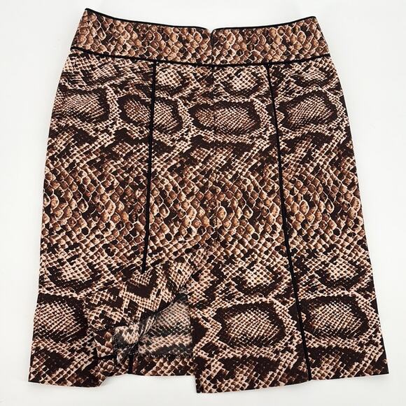 Nanette Lepore Women’s Black Brown Snakeskin Print Pencil Skirt Size 4 - Picture 2 of 9